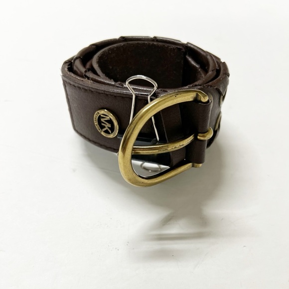 Michael Kors Womens Vintage Dark Brown Wrapped Gold Grommet Leather Belt Size M main image 5